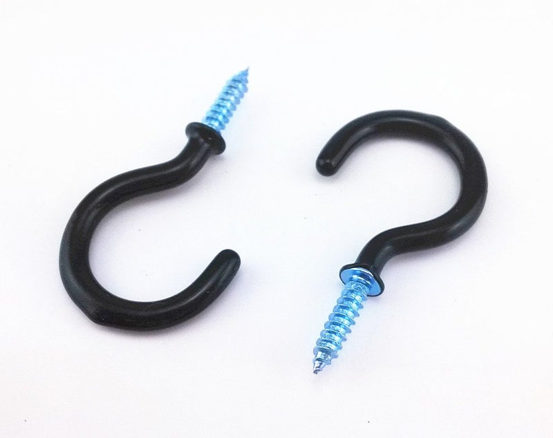 Yueton 50pcs Vinyl Coated Screw-in Ceiling Hooks Cup Hooks (Black) - Image 4